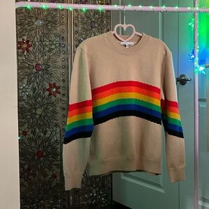 Young Fabulous & Broke Beige Sweater with Rainbow Stripes